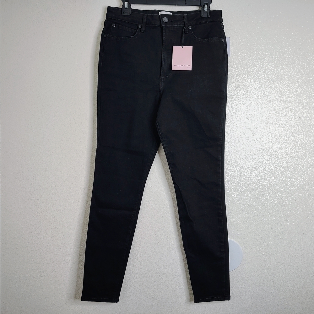 Avec Les Filles "Hot Girl" Black Skinny Fit Jeans High Rise Sz 30 NWT